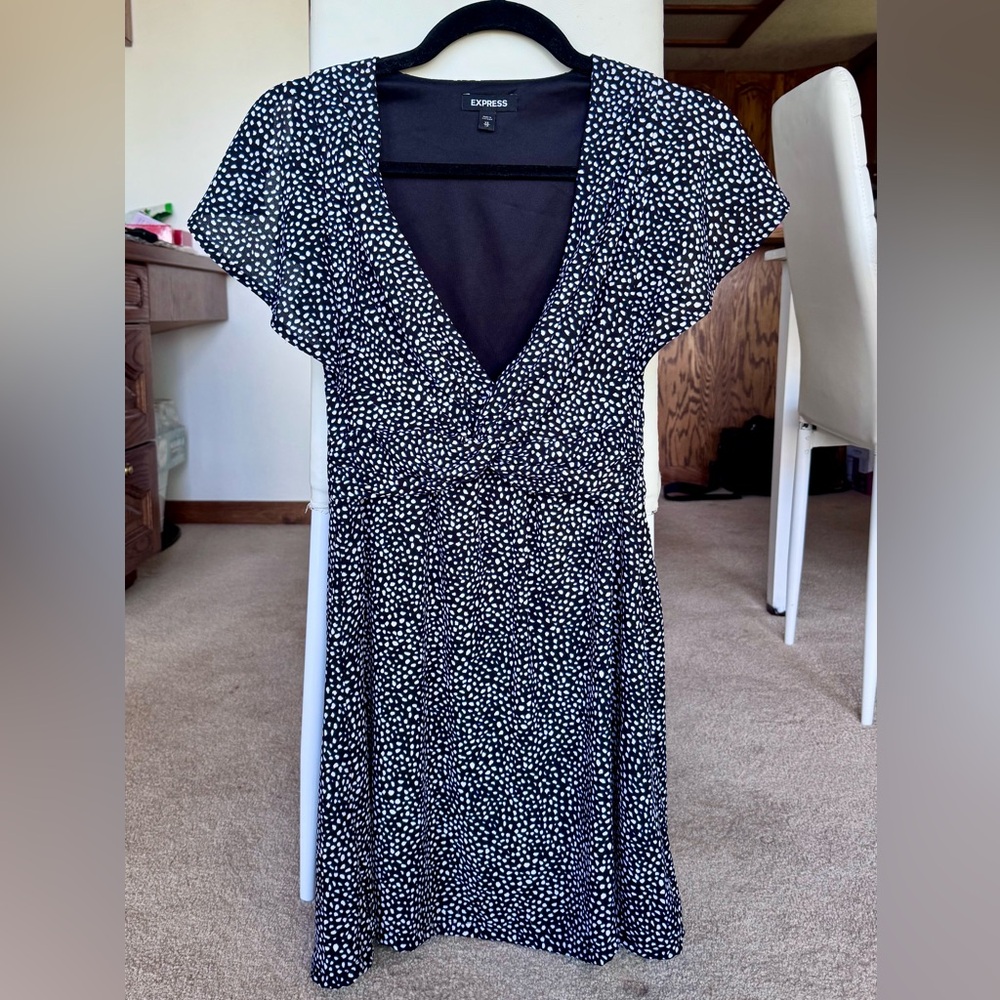 Express Black and White Polka Dot Dress